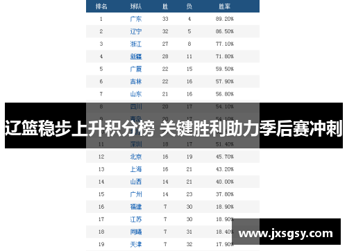 辽篮稳步上升积分榜 关键胜利助力季后赛冲刺