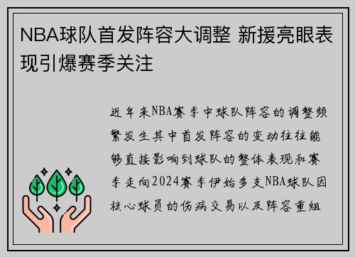 NBA球队首发阵容大调整 新援亮眼表现引爆赛季关注